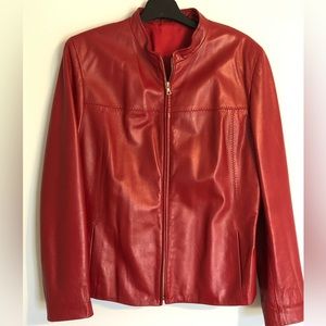 Vera Pelle Italian Red Leather Jacket Size L
